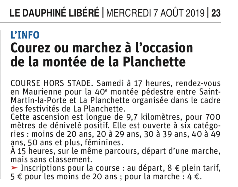 Fete de la Planchette 2019